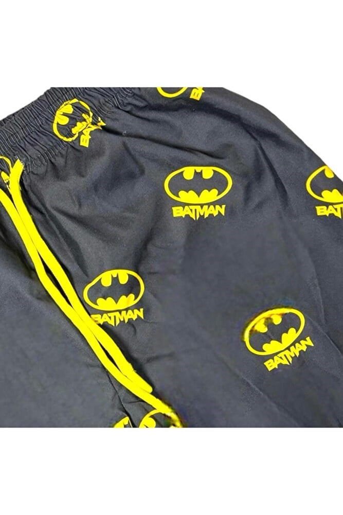Çocuk Deniz Şortu Batman Baskılı Bel Bağlamalı Mayo Şort