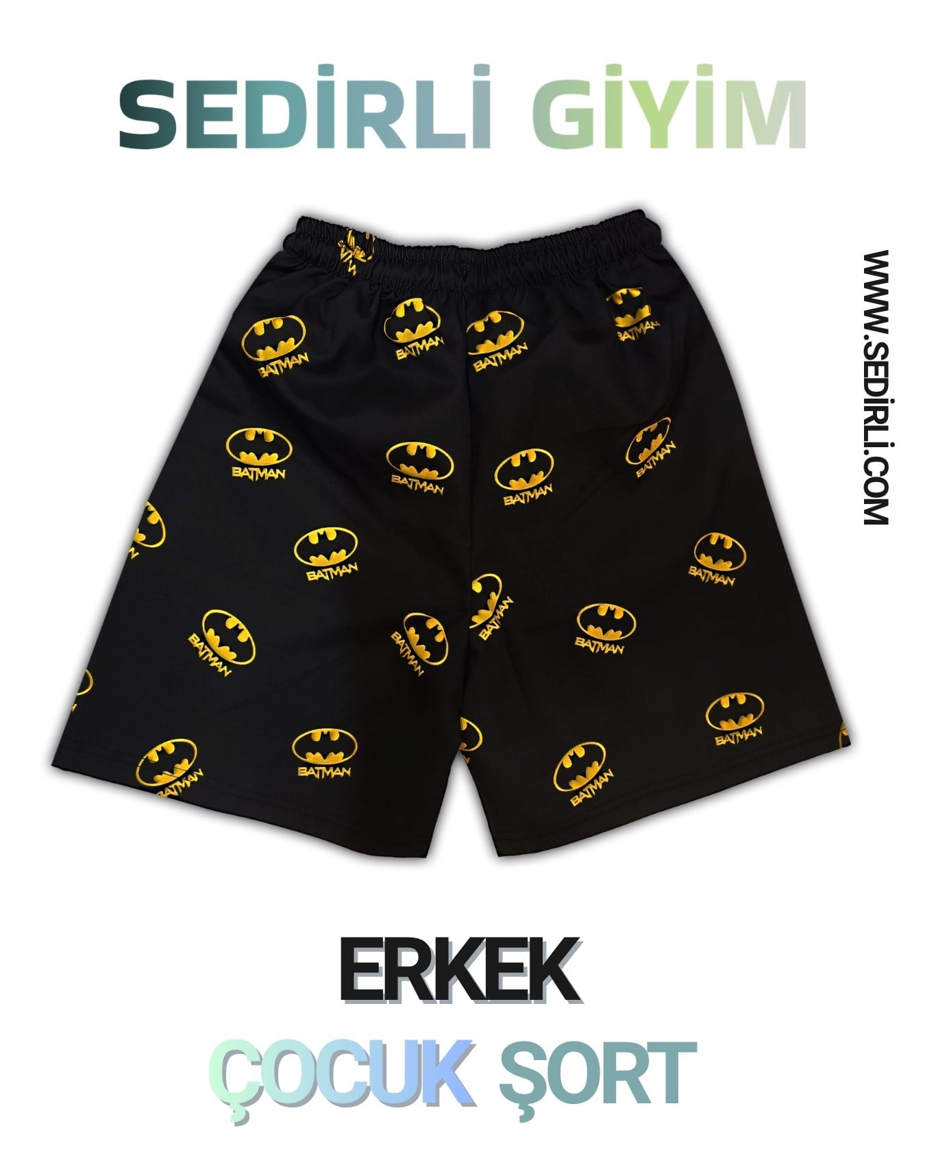 Çocuk Deniz Şortu Batman Baskılı Bel Bağlamalı Mayo Şort