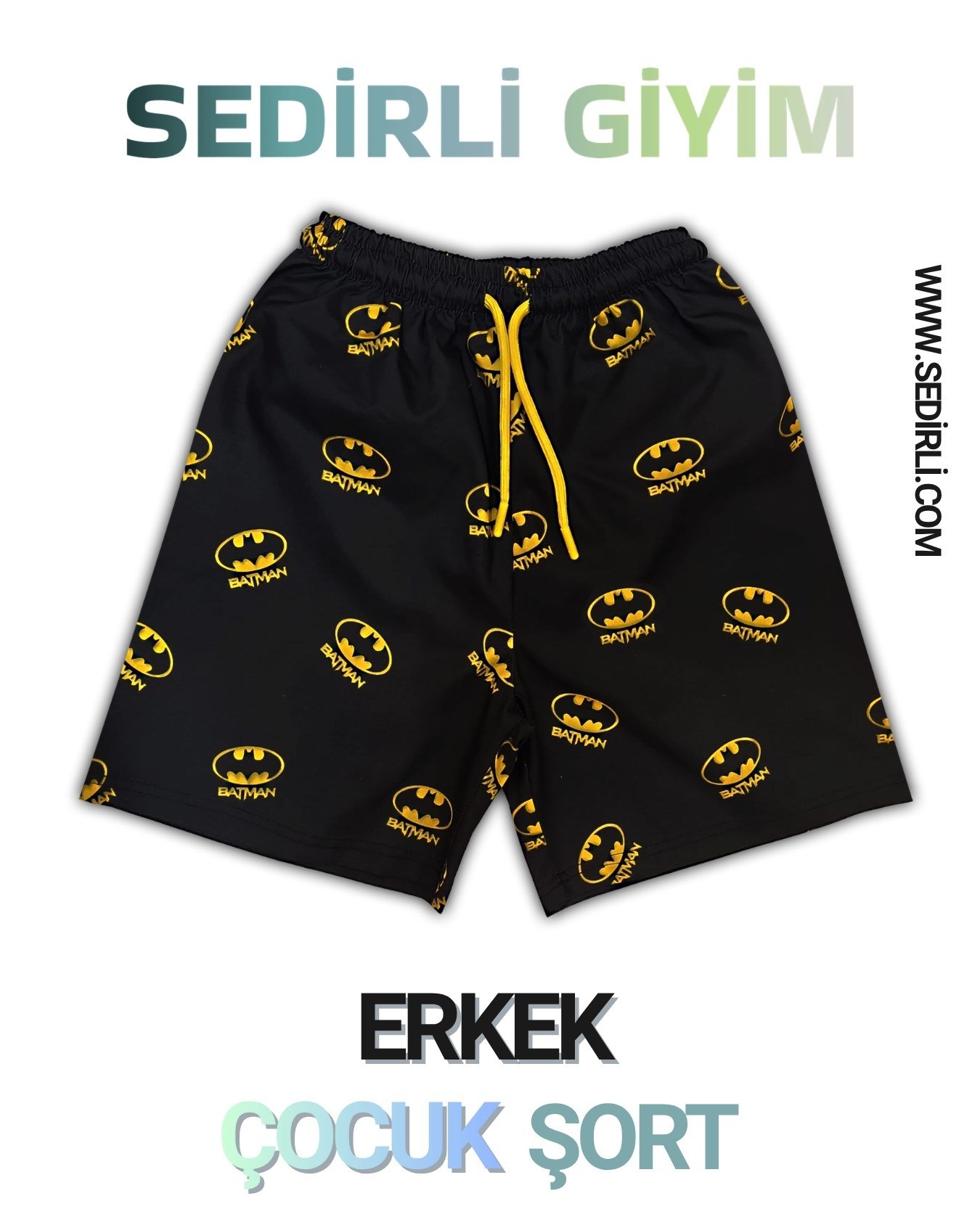 Çocuk Deniz Şortu Batman Baskılı Bel Bağlamalı Mayo Şort