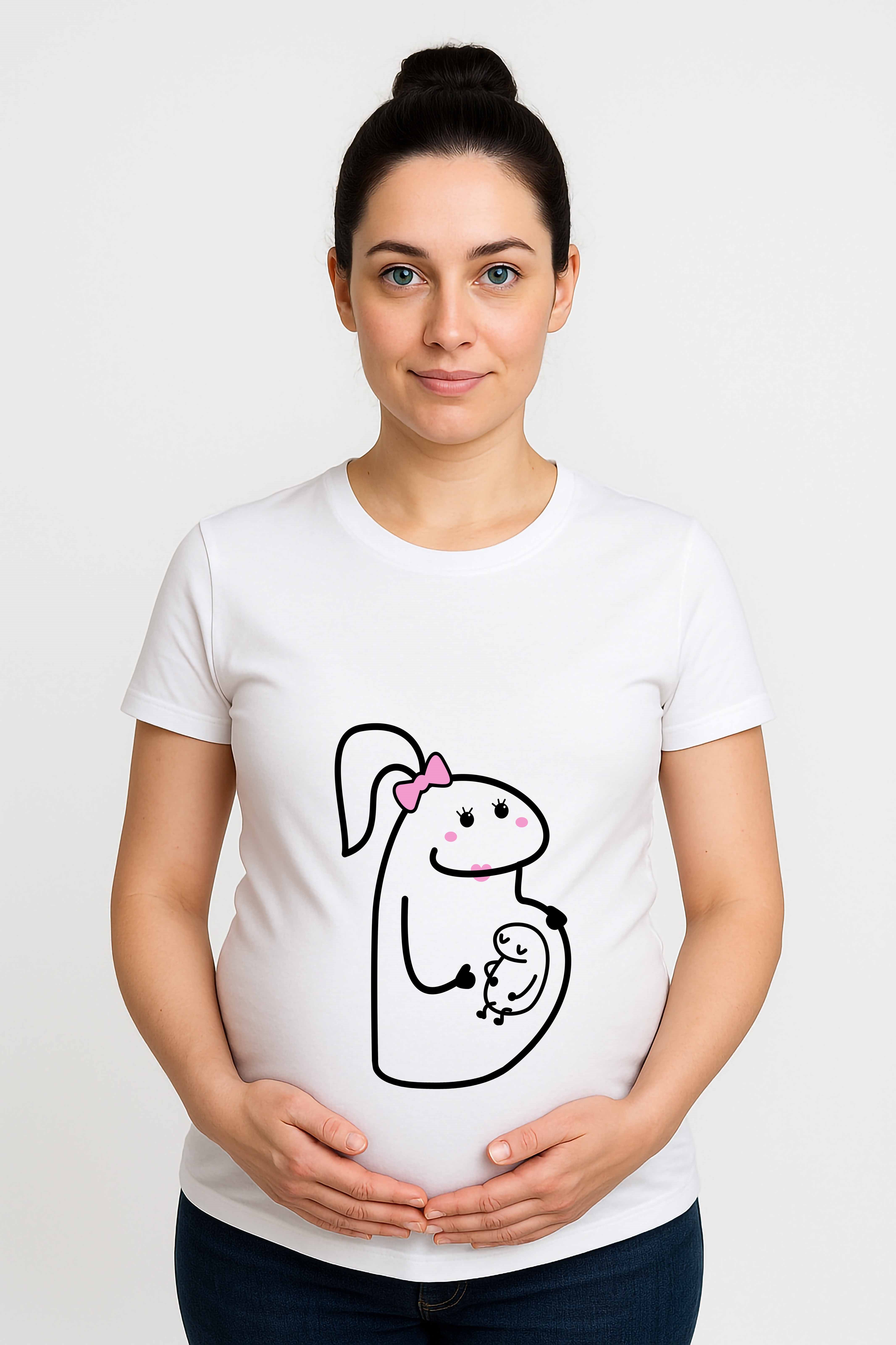 hamile Baskılı kadın tshirt pamuklu penye kumaş