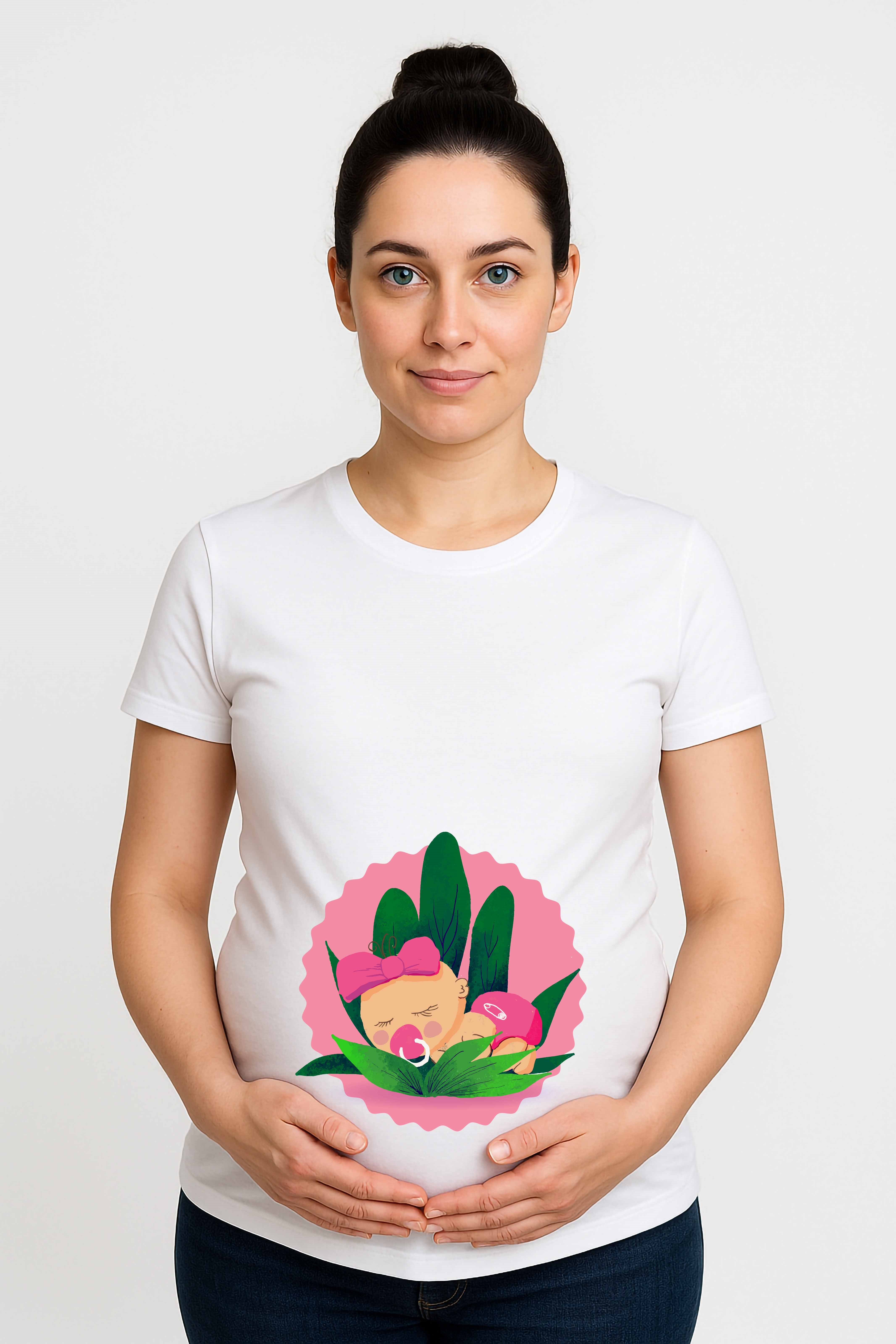 hamile Baskılı kadın tshirt pamuklu penye kumaş