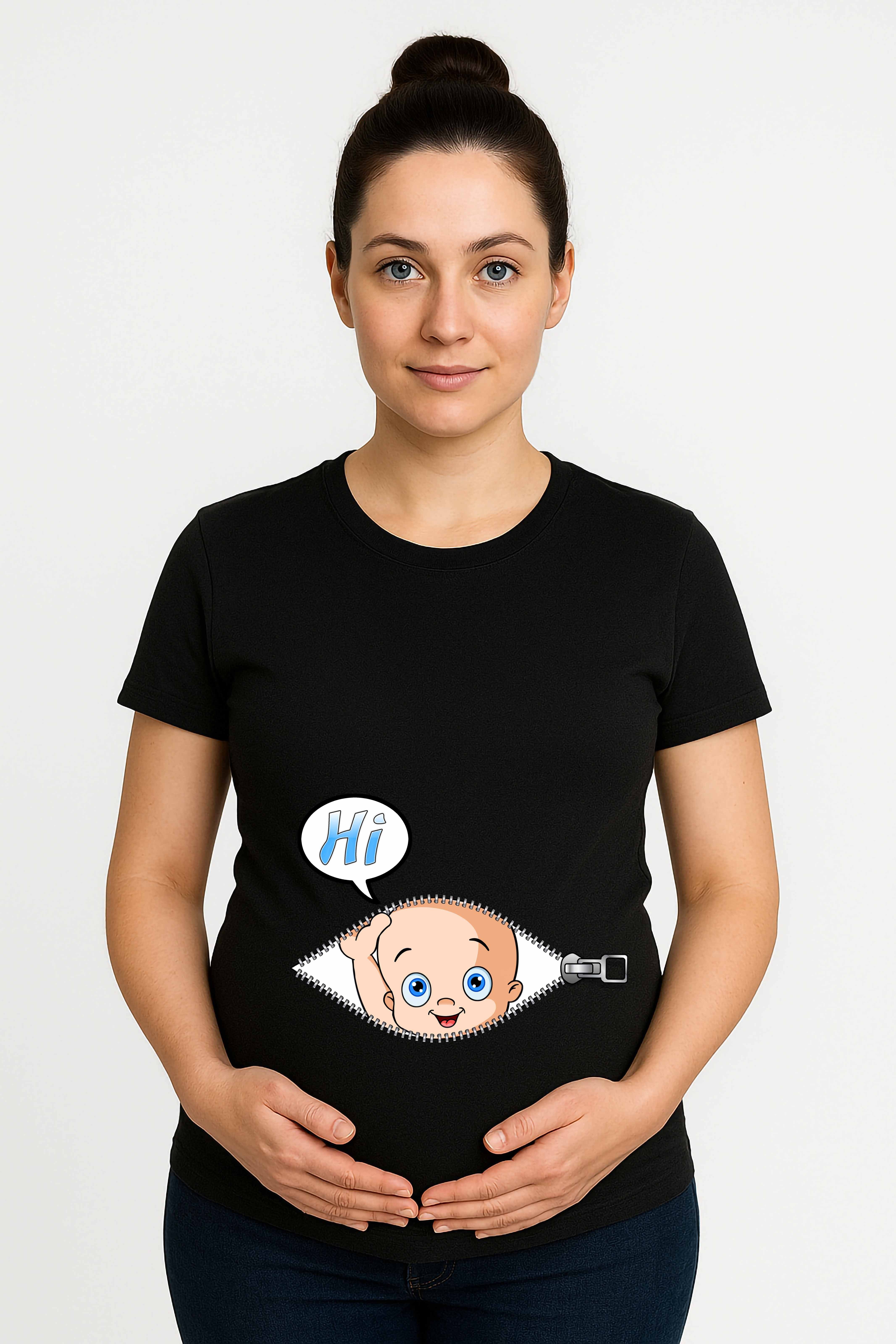 hamile Baskılı kadın tshirt pamuklu penye kumaş