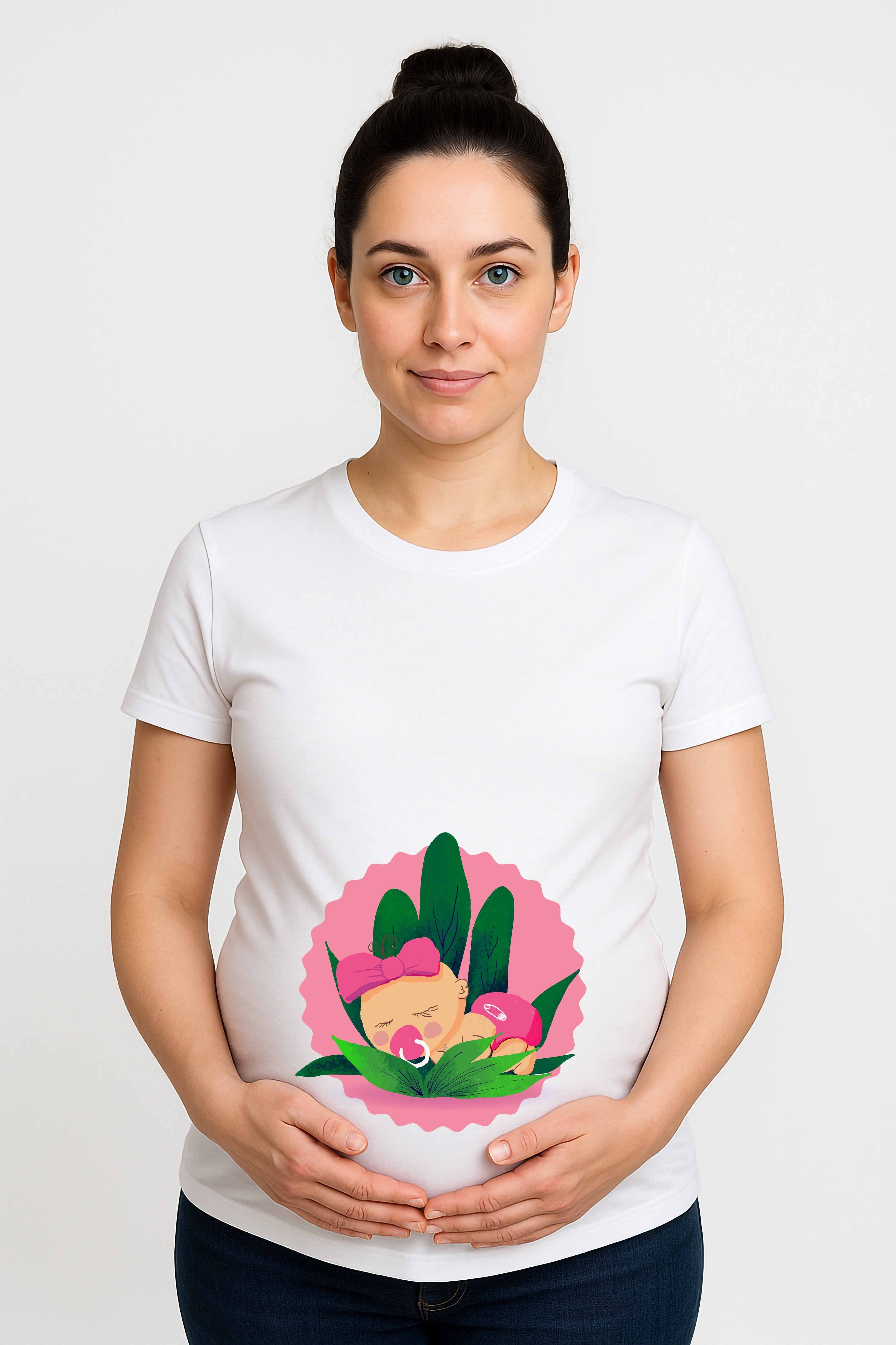 hamile Baskılı kadın tshirt pamuklu penye kumaş