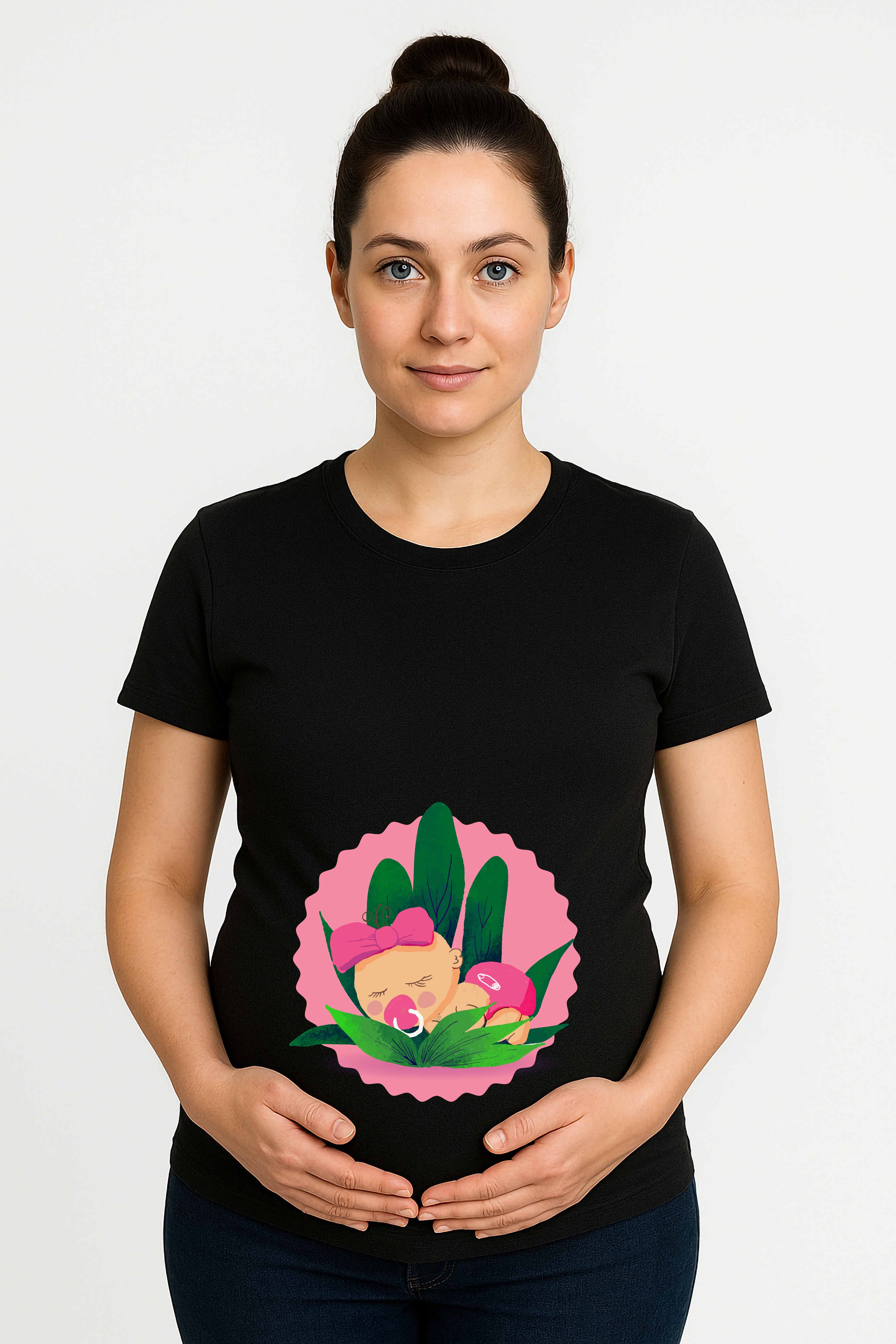 hamile Baskılı kadın tshirt pamuklu penye kumaş