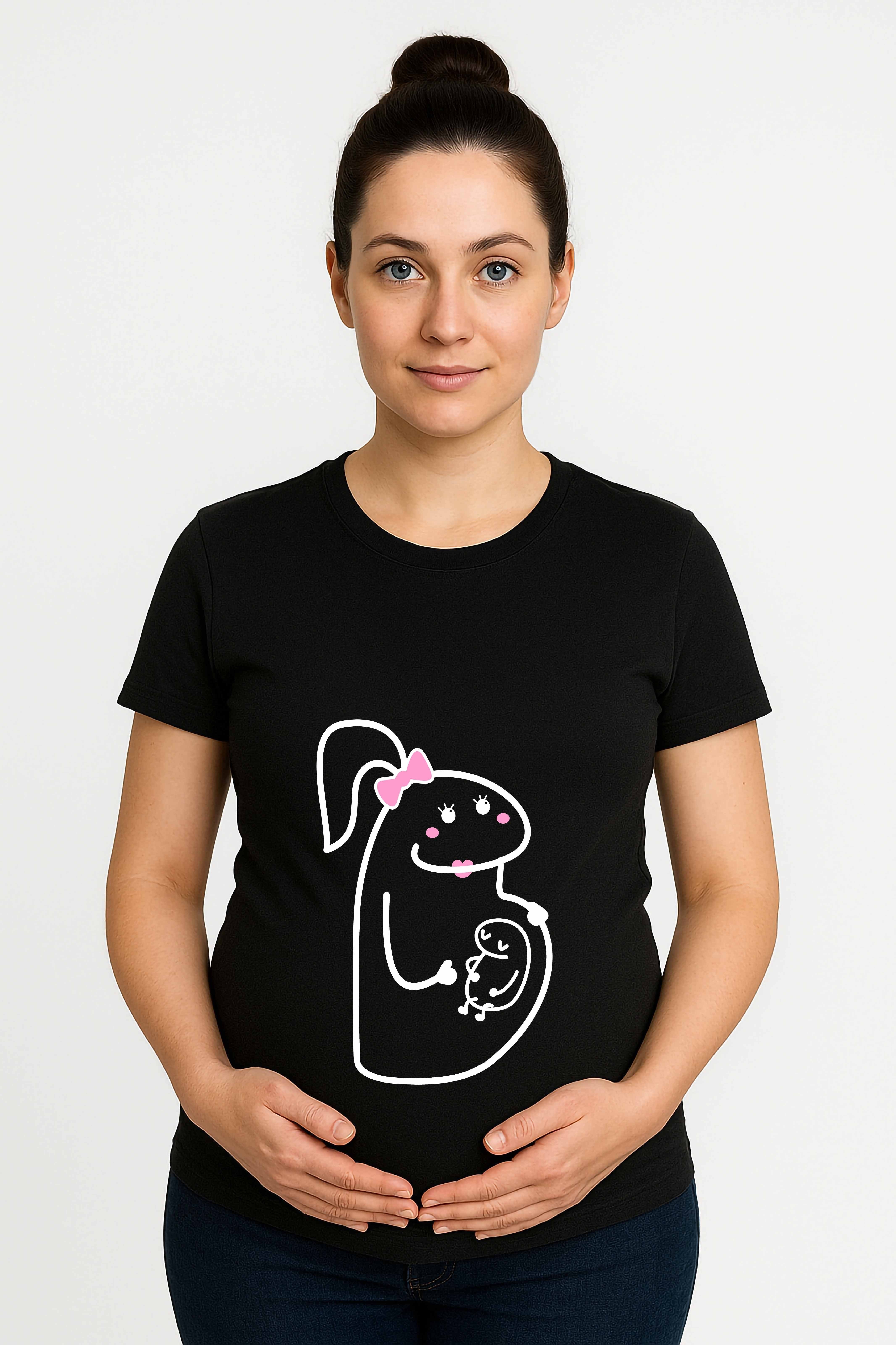 hamile Baskılı kadın tshirt pamuklu penye kumaş
