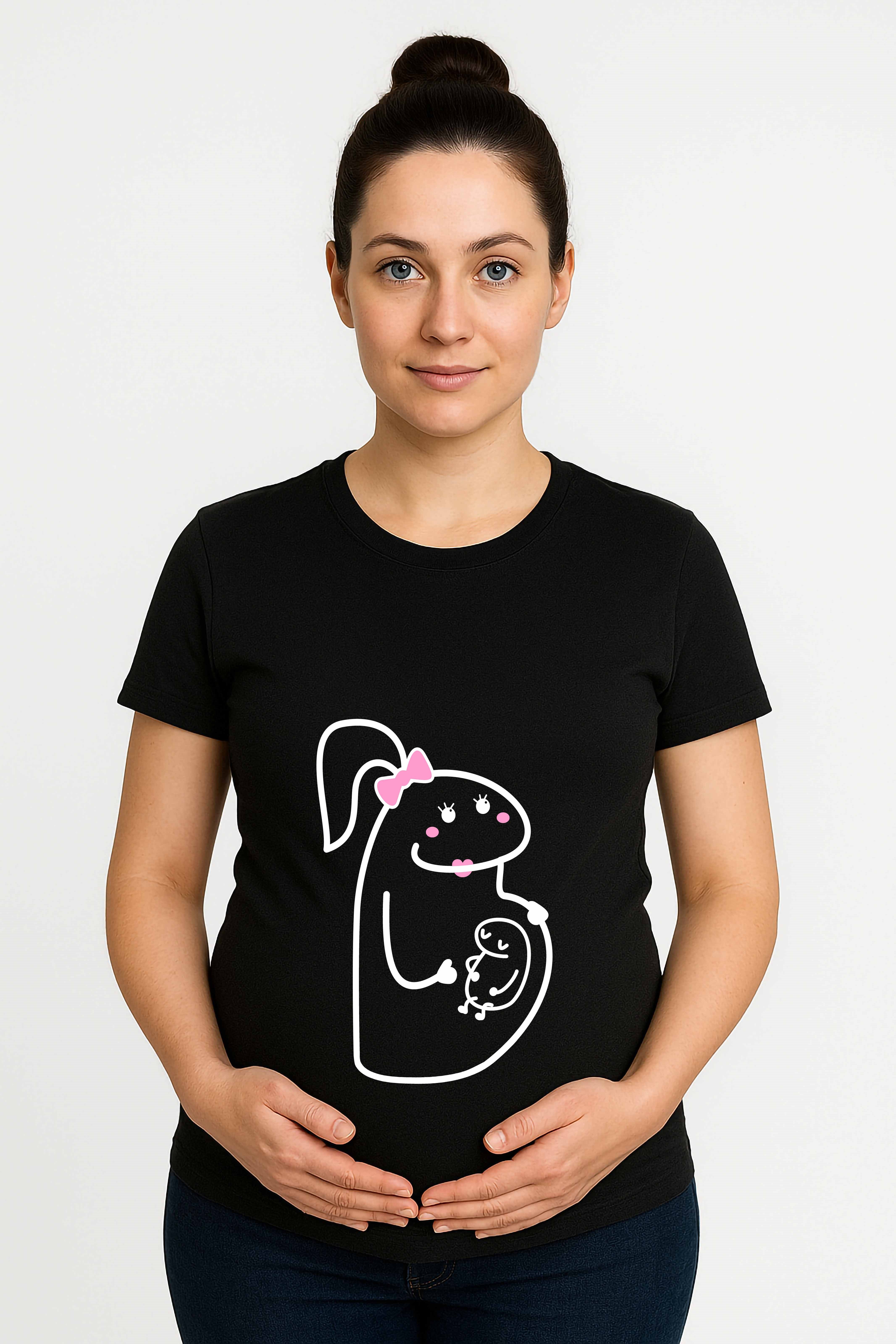 hamile Baskılı kadın tshirt pamuklu penye kumaş