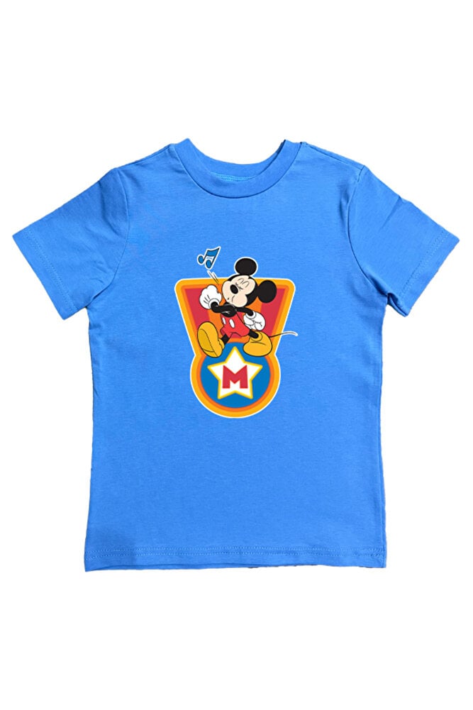 Mickey Mouse baskılı pamuklu penye kumaş yazlık çocuk tişört