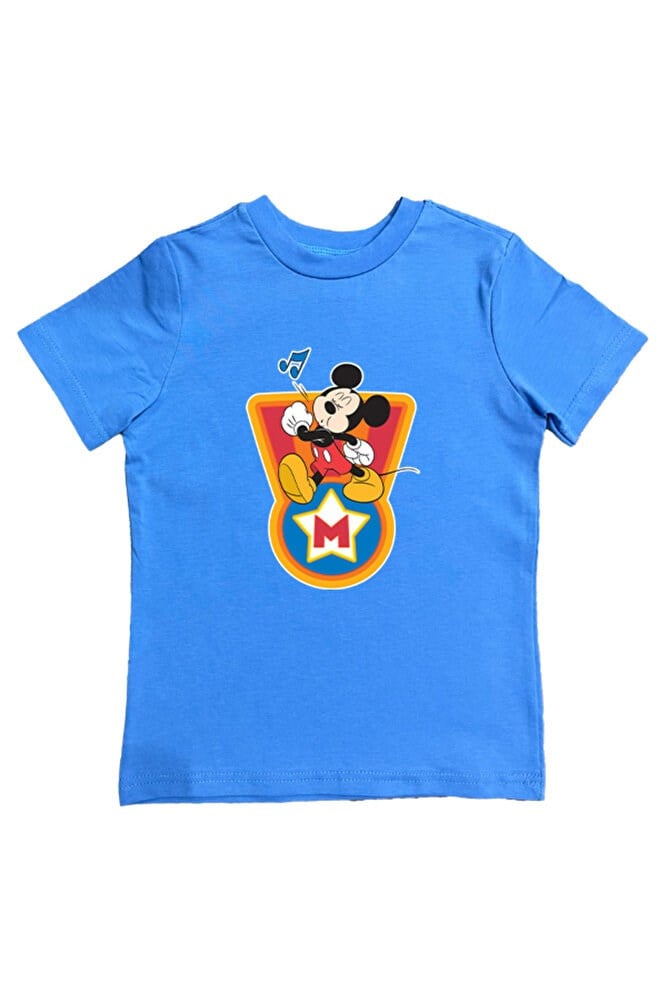 Mickey Mouse baskılı pamuklu penye kumaş yazlık çocuk tişört