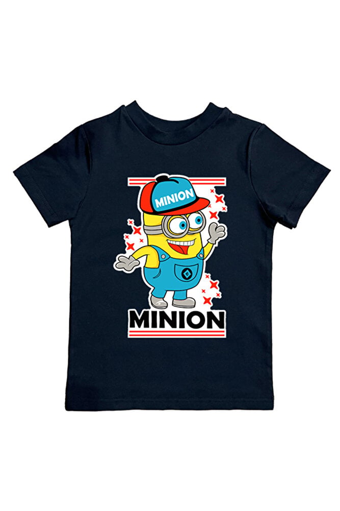 Minions baskılı pamuklu penye kumaş yazlık çocuk tişört