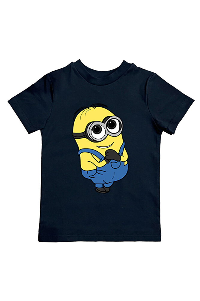 Minions baskılı pamuklu penye kumaş yazlık çocuk tişört