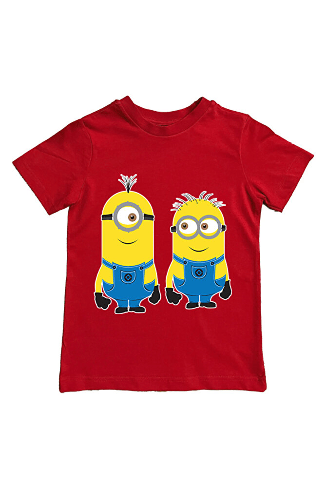 Minions baskılı pamuklu penye kumaş yazlık çocuk tişört