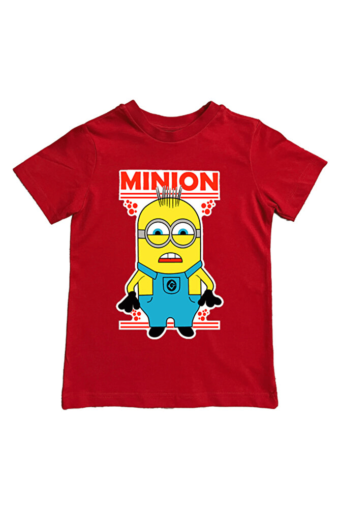 Minions baskılı pamuklu penye kumaş yazlık çocuk tişört