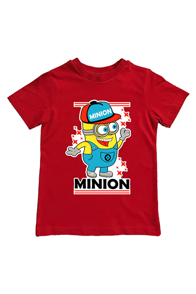 Minions baskılı pamuklu penye kumaş yazlık çocuk tişört
