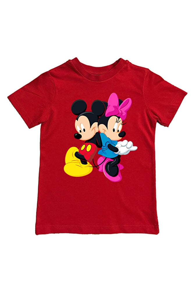 Minnie Mouse baskılı pamuklu penye kumaş yazlık çocuk tişört