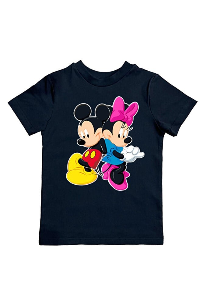 Minnie Mouse baskılı pamuklu penye kumaş yazlık çocuk tişört