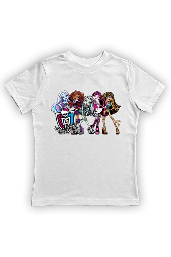 MONSTER HIGH baskılı pamuklu penye kumaş yazlık çocuk tişört