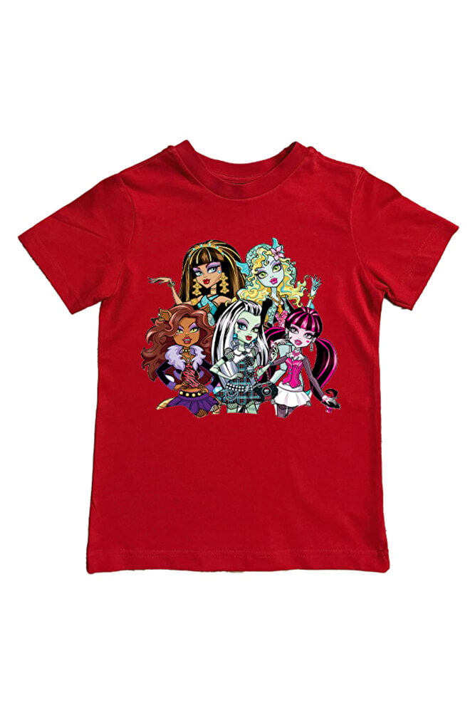 MONSTER HIGH baskılı pamuklu penye kumaş yazlık çocuk tişört