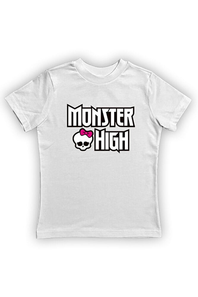 MONSTER HIGH baskılı pamuklu penye kumaş yazlık çocuk tişört
