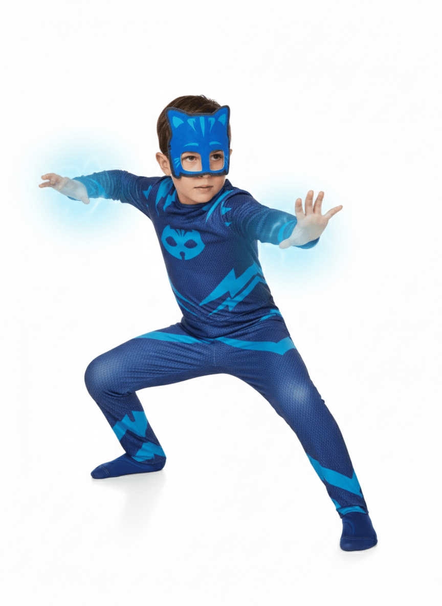 Pj Mask Kostüm Pijamaskeliler Kedi Çocuk Kostüm - Catboy Tulum + Maskeli Set