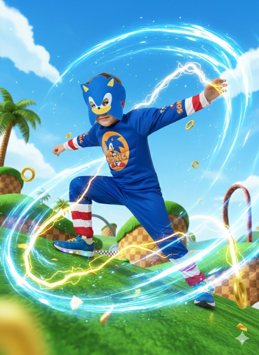Sonic Kaslı Süper Kahraman Kostüm Maskeli  Sonic Çocuk Kostüm Kaslı kostüm