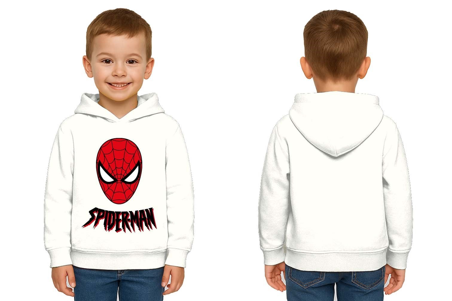Spiderman baskılı örümcek adam kapüşonlu pamuklu kumaş çocuk sweatshirt