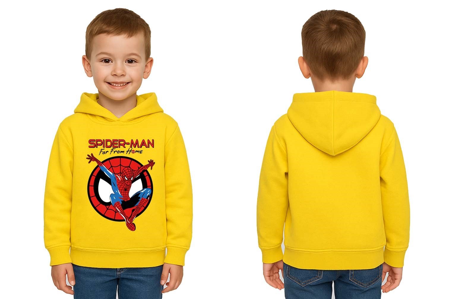 Spiderman baskılı örümcek adam kapüşonlu pamuklu kumaş çocuk sweatshirt