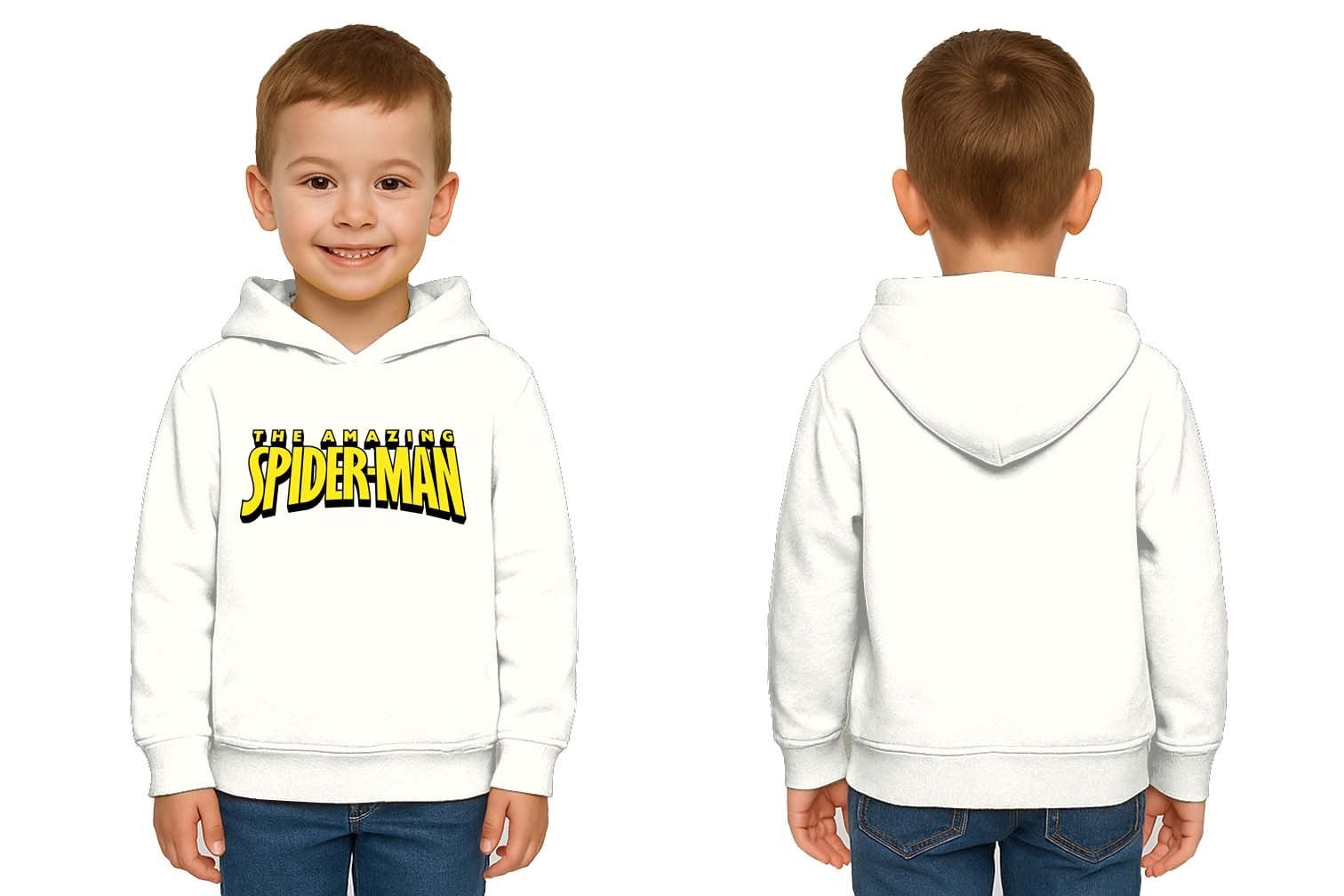 Spiderman baskılı örümcek adam kapüşonlu pamuklu kumaş çocuk sweatshirt