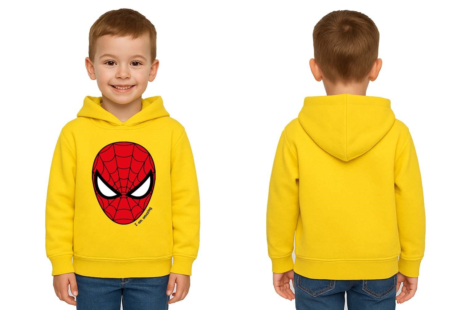 Spiderman baskılı örümcek adam kapüşonlu pamuklu kumaş çocuk sweatshirt