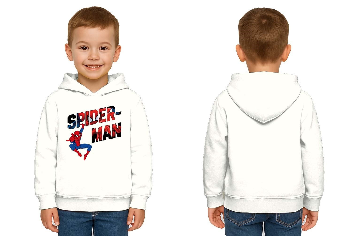 Spiderman baskılı örümcek adam kapüşonlu pamuklu kumaş çocuk sweatshirt