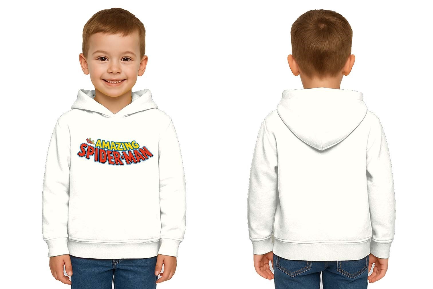 Spiderman baskılı örümcek adam kapüşonlu pamuklu kumaş çocuk sweatshirt