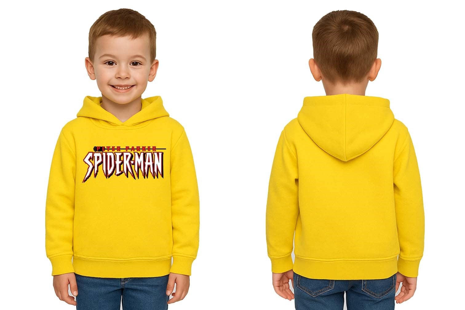 Spiderman baskılı örümcek adam kapüşonlu pamuklu kumaş çocuk sweatshirt