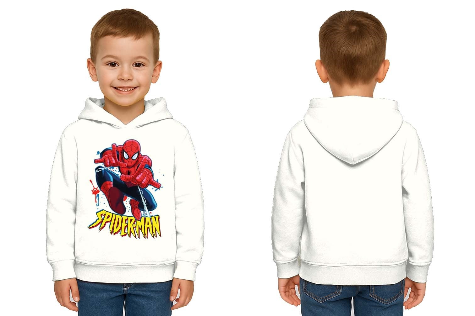 Spiderman baskılı örümcek adam kapüşonlu pamuklu kumaş çocuk sweatshirt