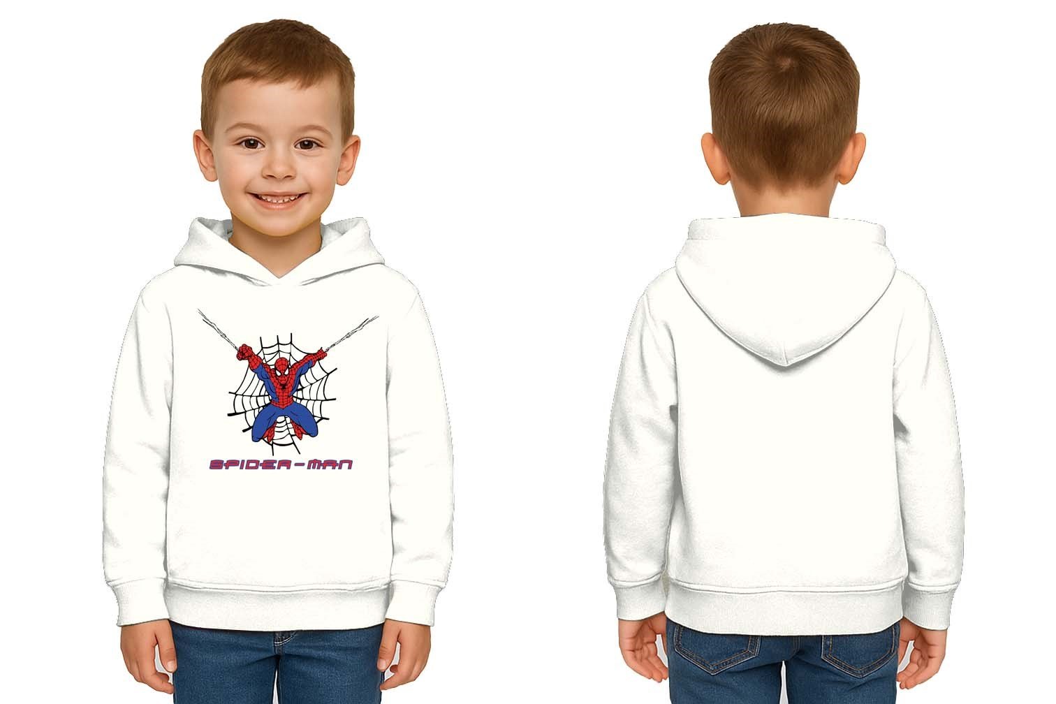 Spiderman baskılı örümcek adam kapüşonlu pamuklu kumaş çocuk sweatshirt
