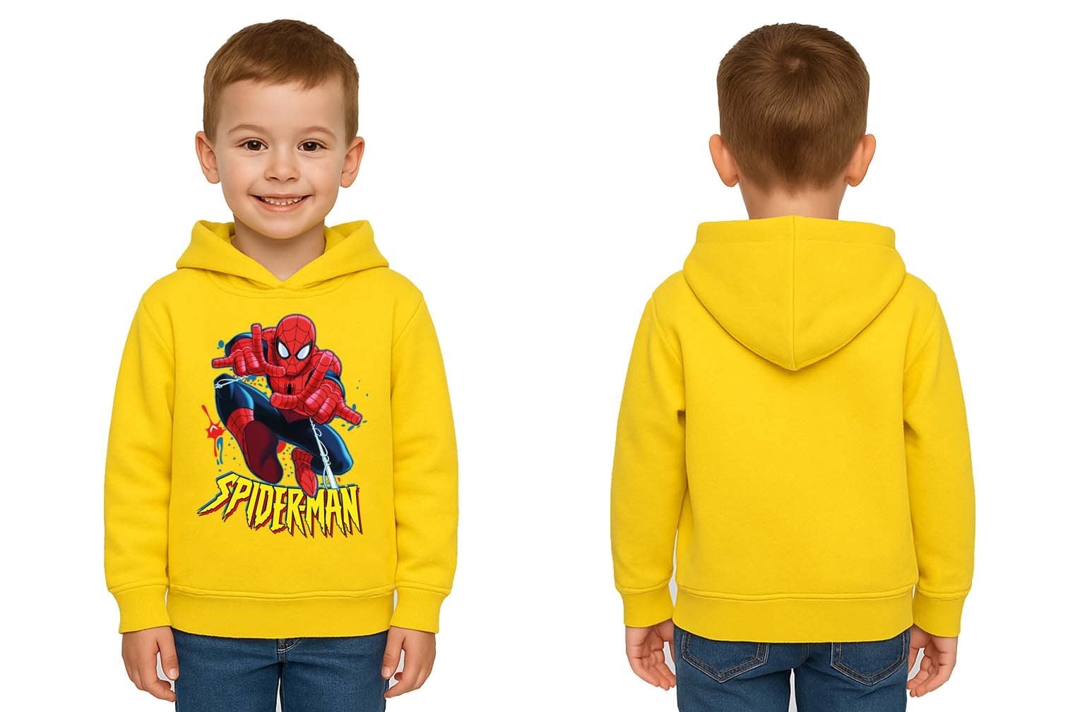 Spiderman baskılı örümcek adam kapüşonlu pamuklu kumaş çocuk sweatshirt