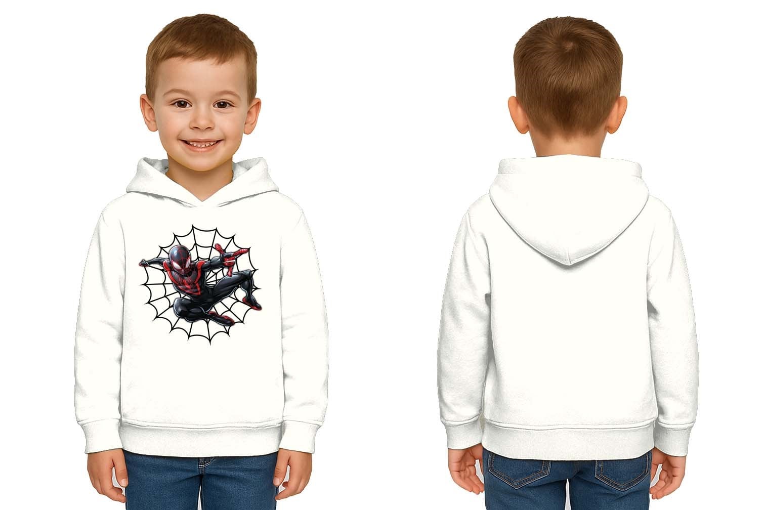 Spiderman baskılı örümcek adam kapüşonlu pamuklu kumaş çocuk sweatshirt