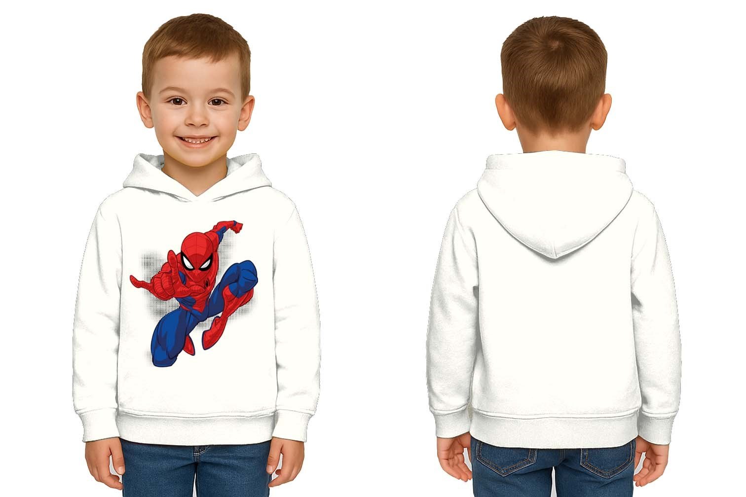 Spiderman baskılı örümcek adam kapüşonlu pamuklu kumaş çocuk sweatshirt