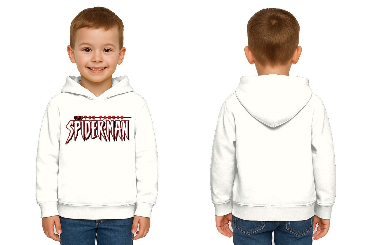Spiderman baskılı örümcek adam kapüşonlu pamuklu kumaş çocuk sweatshirt