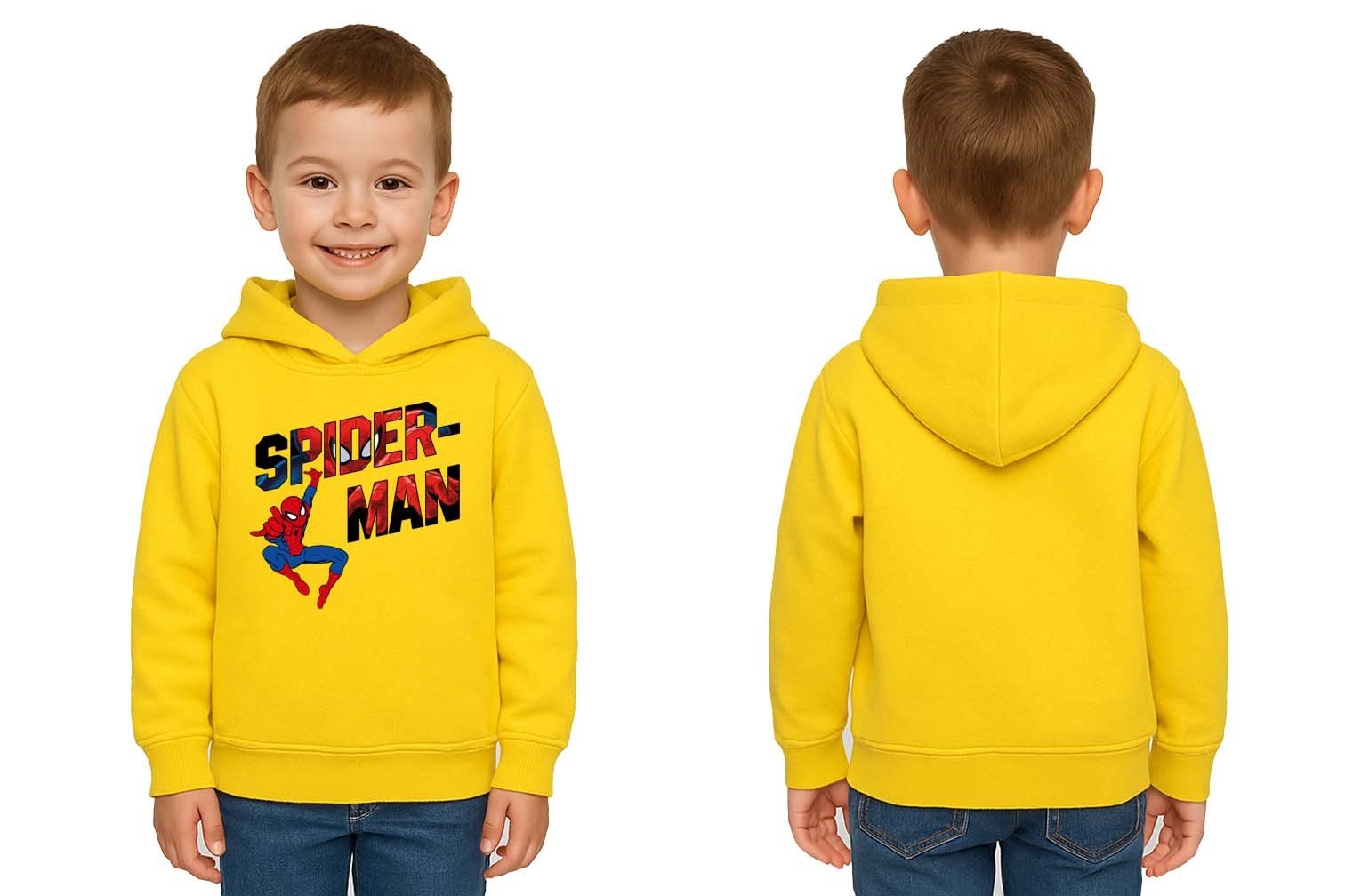 Spiderman baskılı örümcek adam kapüşonlu pamuklu kumaş çocuk sweatshirt