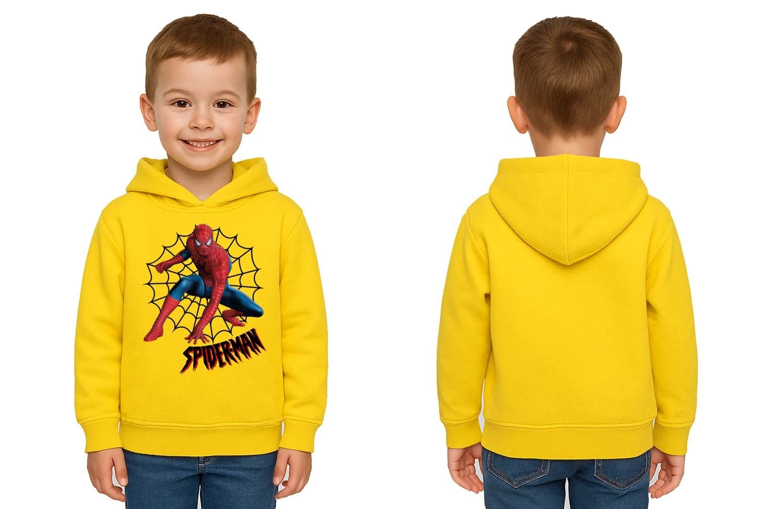 Spiderman baskılı örümcek adam kapüşonlu pamuklu kumaş çocuk sweatshirt