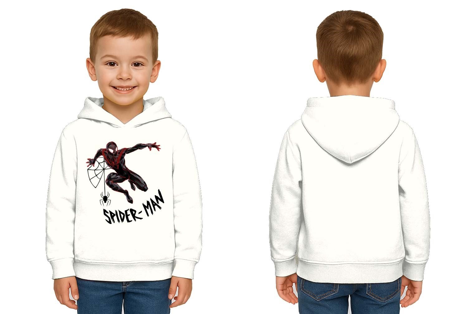 Spiderman baskılı örümcek adam kapüşonlu pamuklu kumaş çocuk sweatshirt
