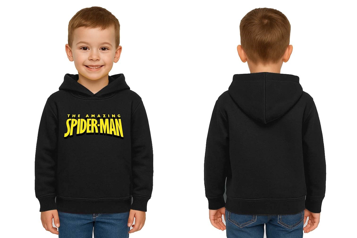 Spiderman baskılı örümcek adam kapüşonlu pamuklu kumaş çocuk sweatshirt