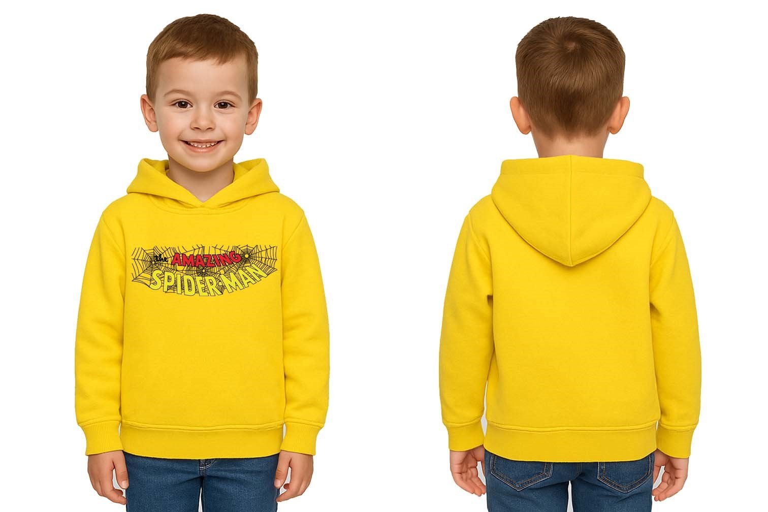 Spiderman baskılı örümcek adam kapüşonlu pamuklu kumaş çocuk sweatshirt