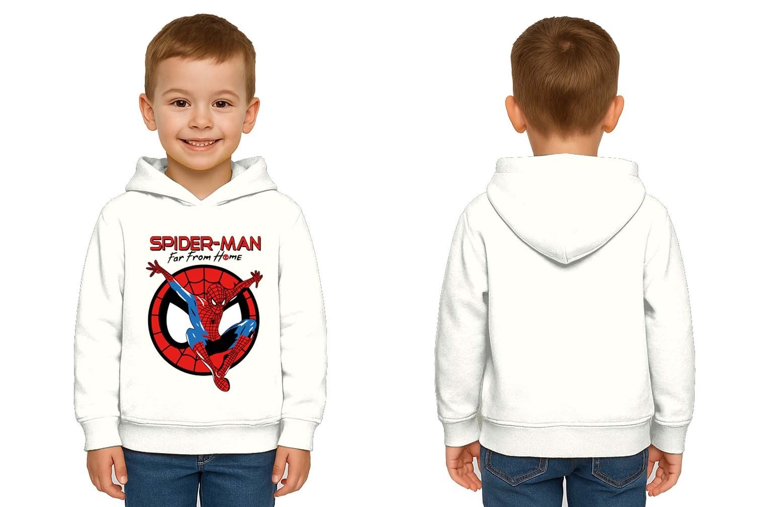 Spiderman baskılı örümcek adam kapüşonlu pamuklu kumaş çocuk sweatshirt