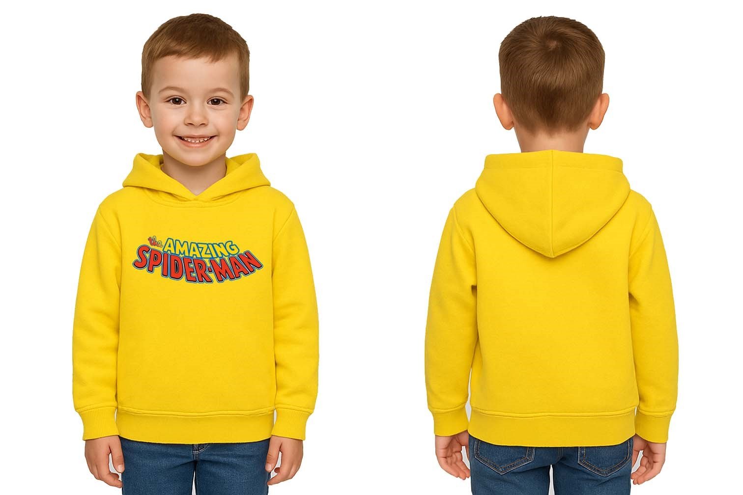 Spiderman baskılı örümcek adam kapüşonlu pamuklu kumaş çocuk sweatshirt