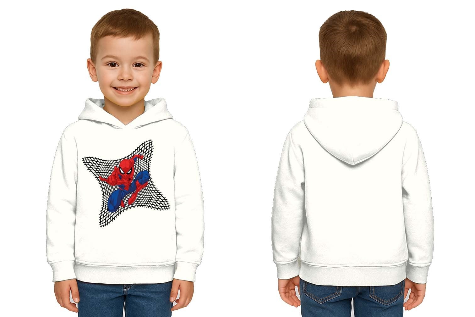 Spiderman baskılı örümcek adam kapüşonlu pamuklu kumaş çocuk sweatshirt