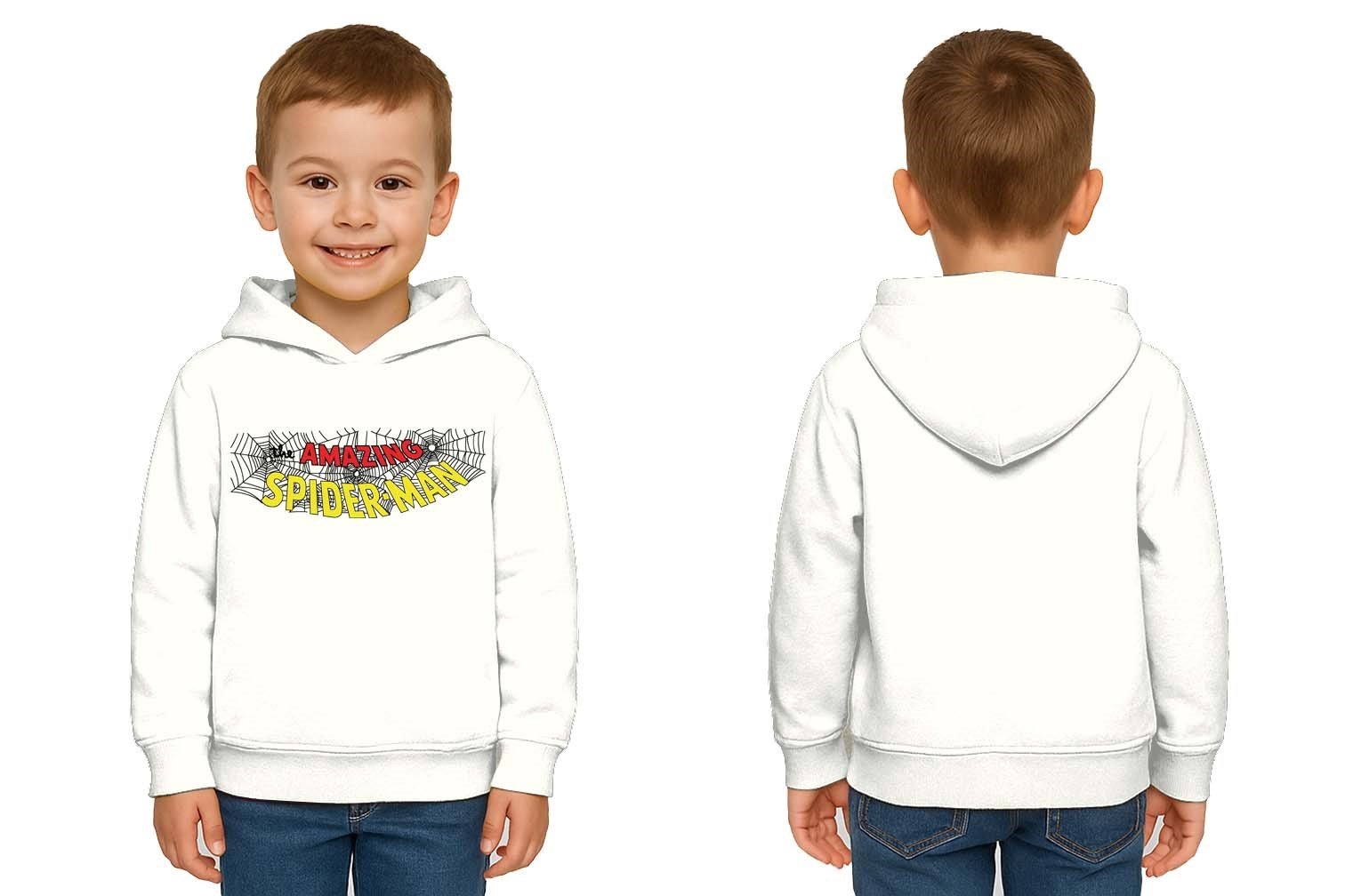 Spiderman baskılı örümcek adam kapüşonlu pamuklu kumaş çocuk sweatshirt