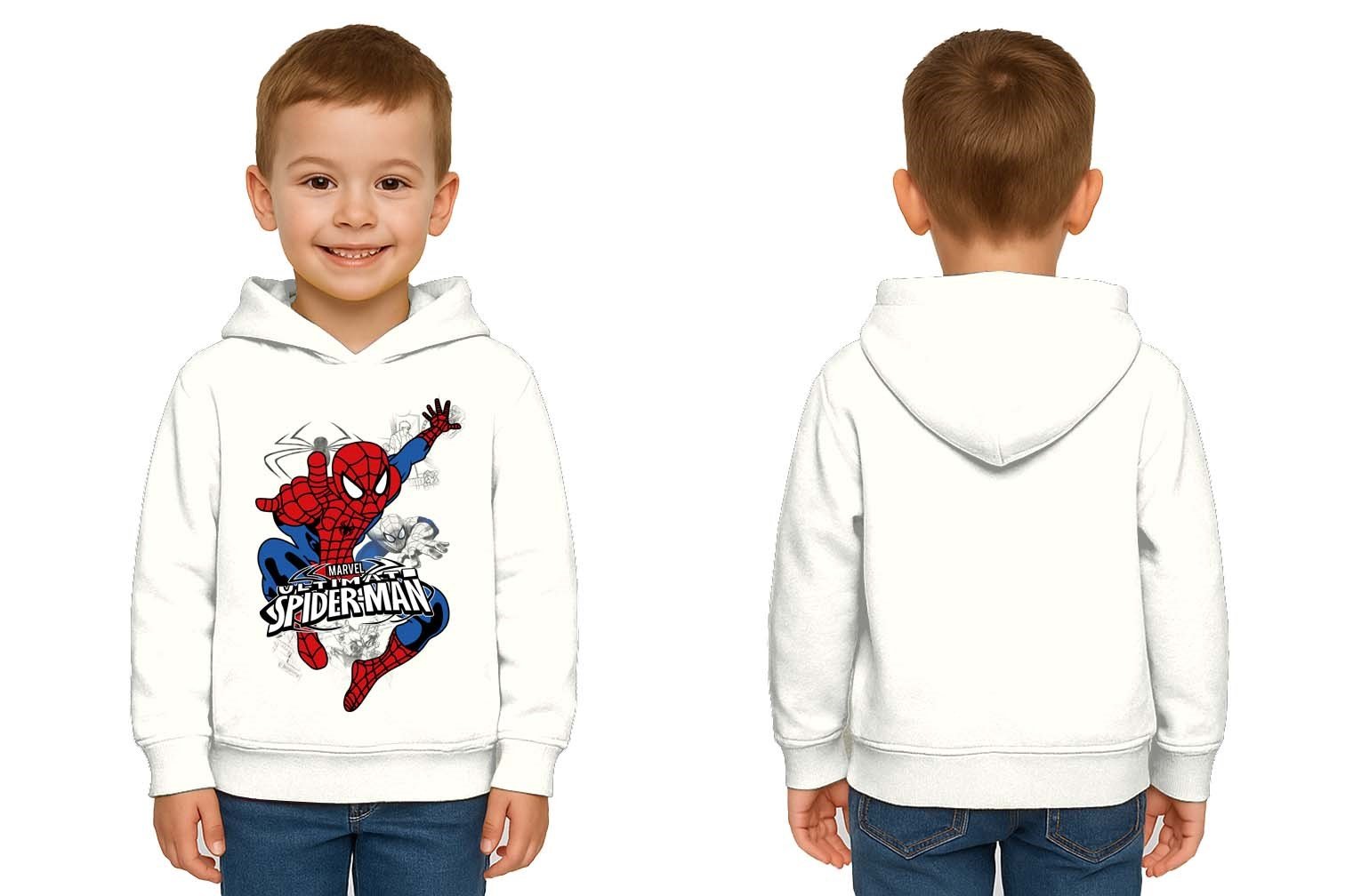 Spiderman baskılı örümcek adam kapüşonlu pamuklu kumaş çocuk sweatshirt