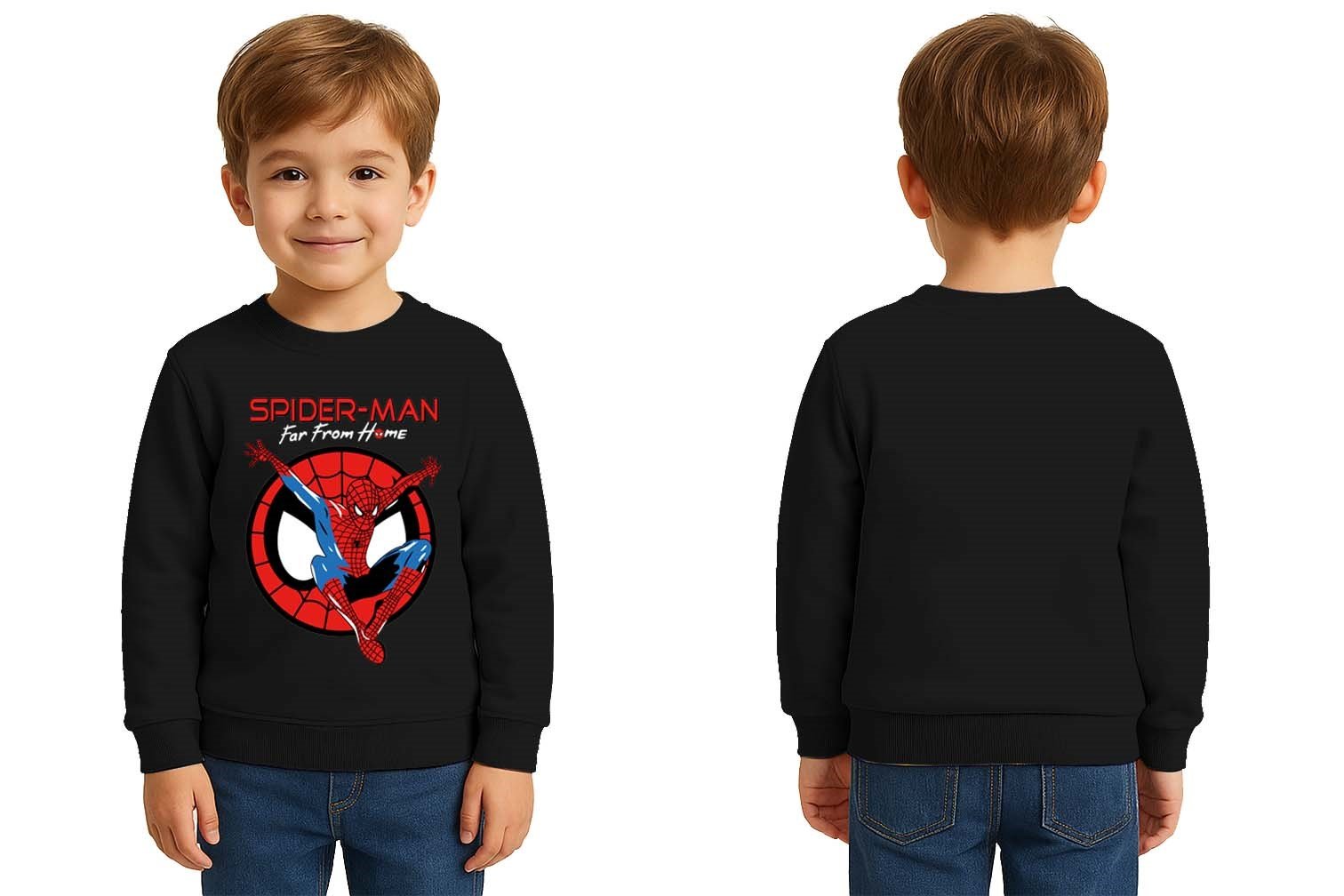 Spiderman baskılı örümcek adam pamuklu kumaş çocuk sweatshirt