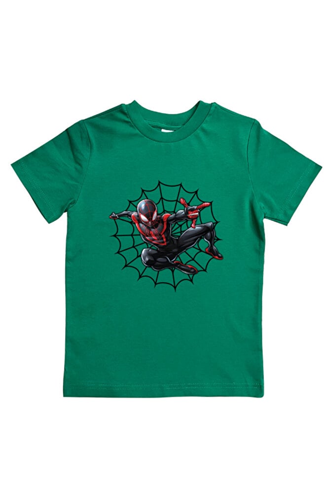 Spiderman baskılı örümcek adam pamuklu penye kumaş yazlık çocuk tişört