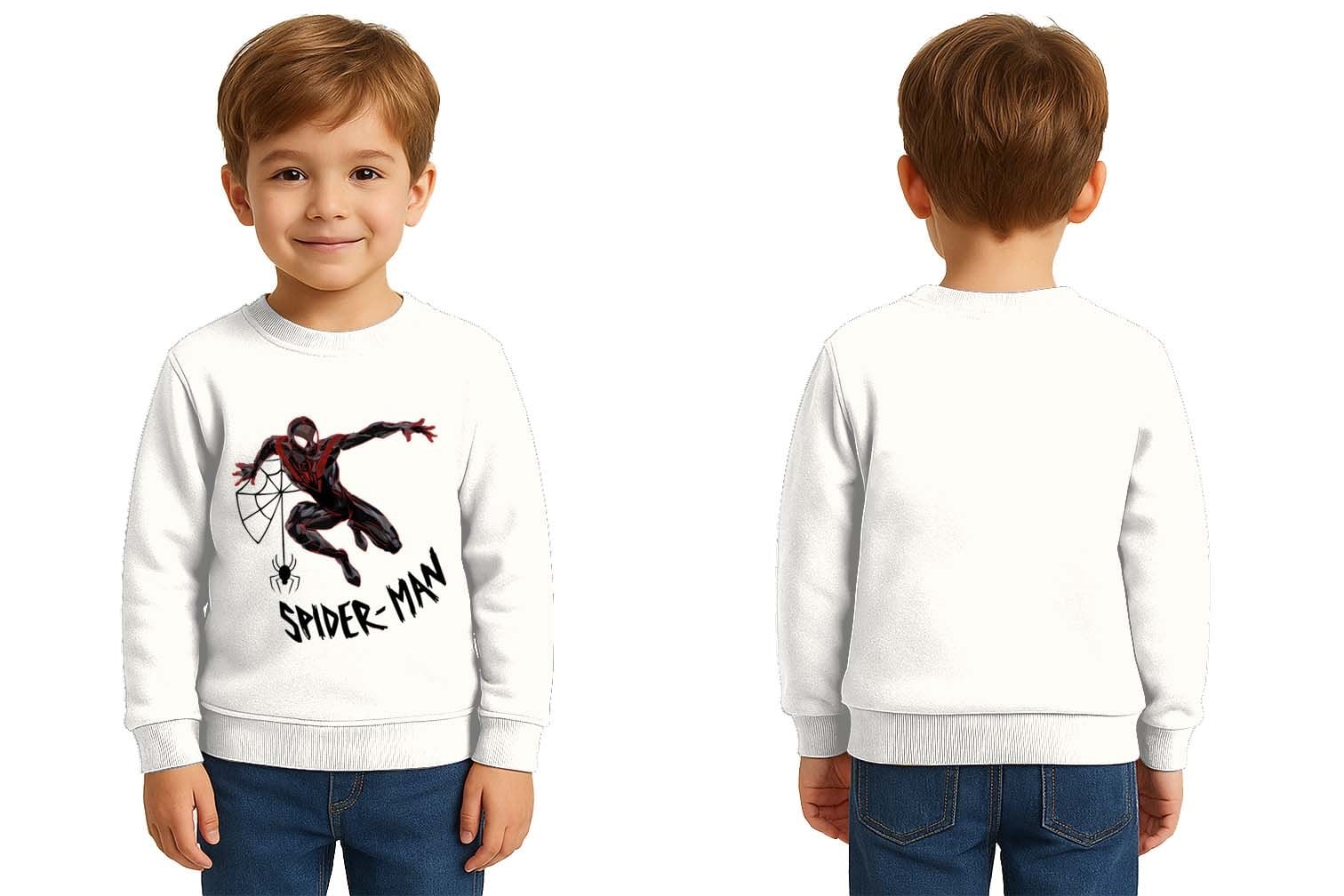 Spiderman baskılı örümcek adam pamuklu kumaş çocuk sweatshirt